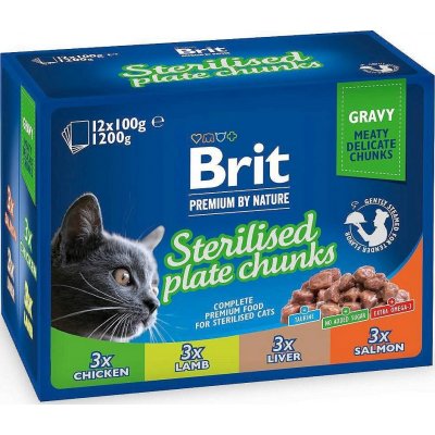 Brit Premium Cat Pouches Sterile Plate 12 x 100 g – Zbozi.Blesk.cz