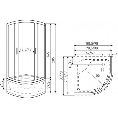 KERRA Sprchový kout Madera Str 90 GL (s hlubokou vaničkou) 5907548115294 – Zboží Dáma