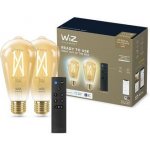 WiZ SET 2x LED žárovka E27 ST64 Filmant amber 6,7W 50W 640lm 2000-5000K IP20, stmívatelné +ovladač – Hledejceny.cz