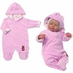 Baby Nellys Dvouvrstvý velurový overal s kapucí Bunny II. růžový – Zboží Dáma