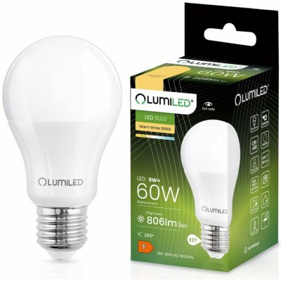 Lumiled LED žárovka LED E27 A60 8W = 60W 806lm 3000K Teplá bílá 260° – Sleviste.cz