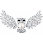 JwL Luxury Pearls brož s perlou a krystaly Moudrá sova JL0814 – Zboží Dáma