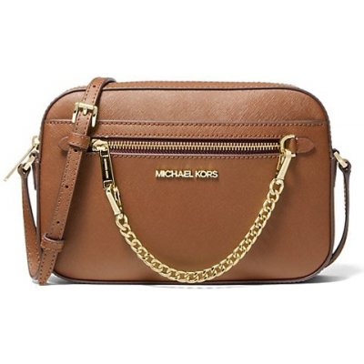 Michael Kors jet set large crossbody saffiano leather chain hnědá – Zboží Mobilmania