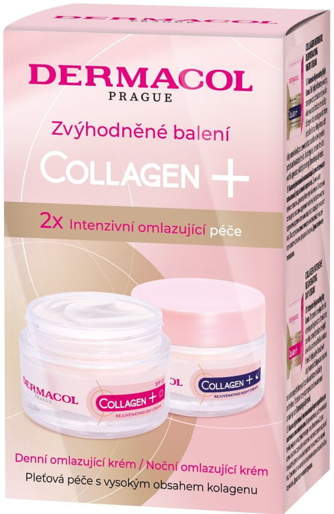 Dermacol Collagen+ denní pleťová péče Collagen+ Rejuvenating SPF10 50 ml + noční pleťová péče Collagen+ Rejuvenating 50 ml dárková sada