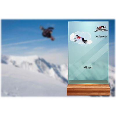 Skleněná trofej na dřevěném podstavci Snowboard Výška: 17 cm – Hledejceny.cz