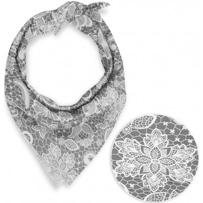 Biante bavlněný šátek Sandra SA-550 Bílá krajka na šedém – Zboží Mobilmania