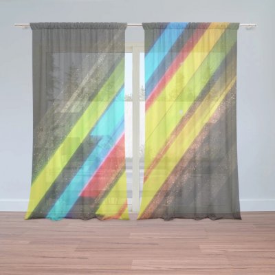 Sablio Záclony Pruhová abstrakce: 2ks 150x250cm – Hledejceny.cz