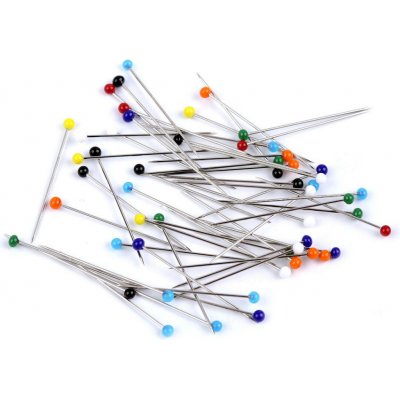 Špendlíky se skleněnou hlavičkou délka 31 mm Varianta: mix barev, Balení: 1 krab. 41848/78233/190108 – Zbozi.Blesk.cz