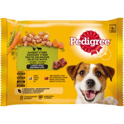 Pedigree Adult kuřecí & zelenina a hovězí & zelenina 4 x 100 g – Hledejceny.cz