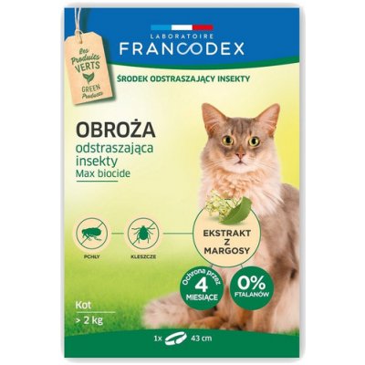 FRANCODEX Obojek proti blechám pro kočky nad 2 kg ochrana 4 měsíce 43 cm – Zbozi.Blesk.cz