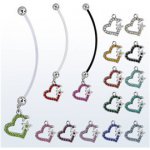 Piercingate těhotenský piercing do pupíku srdíčko PBV00580 čirá čirá tyčka – Sleviste.cz