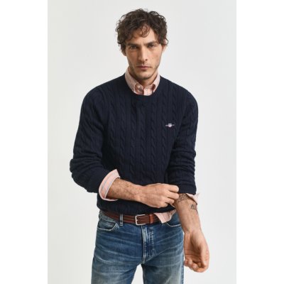 Gant Cotton Cable C-neck Evening Blue – Sleviste.cz