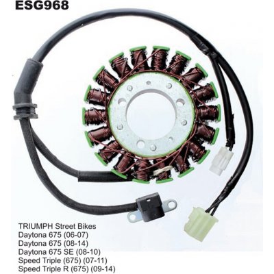 ELECTROSPORT vinutí alternátoru (stator) TRIUMPH DAYTONA 675 (06-14) , STREET TRIPLE 675 (07-11), STREET TRIPLE R 675 (09-14) – Hledejceny.cz