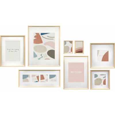 Giftdecor Nástěnné fotorámečky MURAL, 8 rámečků různých velikostí, béžový béžová – Hledejceny.cz