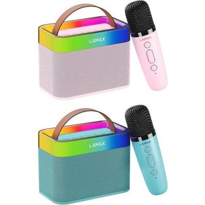 SET Reproduktor LAMAX KaraokeKid1 růžový + Reproduktor LAMAX KaraokeKid1 modrý – Zboží Dáma