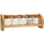 PRACTIC Dřevěná polička na koření se skleněnými nádobami 32,8 x 6,7 x 12,2 cm – Zbozi.Blesk.cz