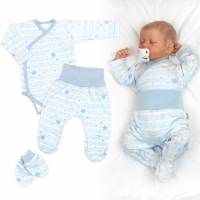 Baby Nellys Zavinovací body polodupačky rukavičky 3D bavlna Baby Star pastel blue – Zbozi.Blesk.cz