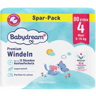 Babydream Premium Maxi 8–14 kg 4 Jumbo-Pack 80 ks – Hledejceny.cz