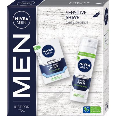 Nivea Men Sensitive Shave pěna na holení 200 ml + voda po holení 100 ml dárková sada – Hledejceny.cz