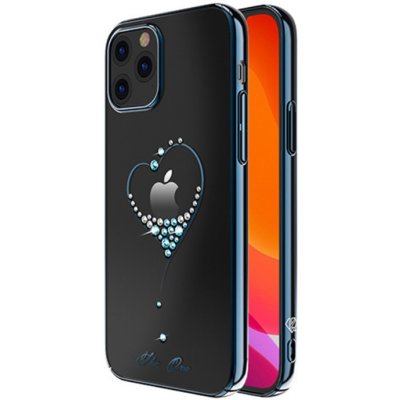 Pouzdro KINGXBAR Apple iPhone 12 / 12 Pro - s kamínky - plastové - modré srdce