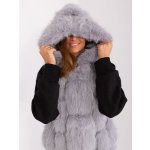 Italy Moda chlupatá vesta s kapucí at-kz-2379.96p grey – Zboží Dáma