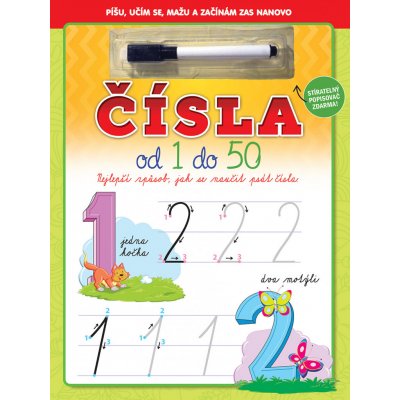 FONI Book Čísla od 1 do 50 se stíratelnými listy + popisovač 21x28cm – Hledejceny.cz