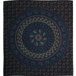 BOB Batik přehoz na postel indický Květy a sloni modro tyrkysový bavlna King size Dvoulůžko 225 x 200 cm – Zboží Dáma