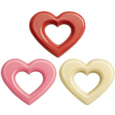 Dortisimo Čokoládová dekorace Srdíčko bílé, růžové a červené (12 ks) – Zboží Mobilmania