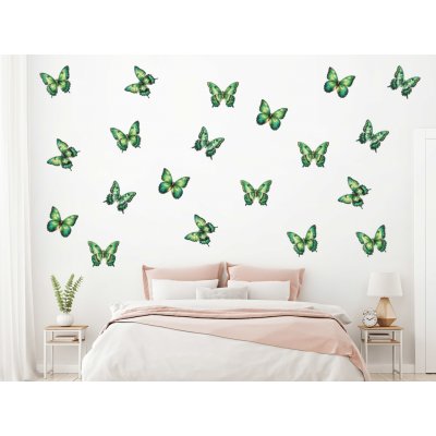 Nalepte.cz Motýlci na zeď zelení 20 ks samolepící dekorace na zeď 20 ks šíře 6 cm – Zboží Dáma