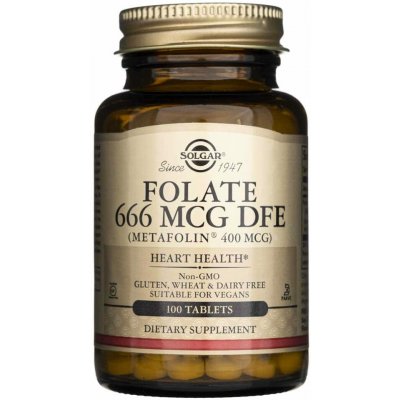 Solgar Folate Metafolin 400 mcg 666 mcg DFE 100 tablet – Hledejceny.cz
