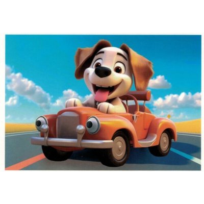 Pohlednice Pejsek v autíčku – Hledejceny.cz