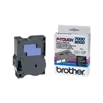Páska do tiskárny štítků Brother, TX-355, 24mm, bílý tisk/černý podklad, O TX355 – Hledejceny.cz