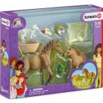 Schleich 42432 Set hříbě a Quarter kůň se štěňátkem a doplňky – Zboží Mobilmania