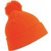 Dětská čepice Result Headwear Dětská zimní pletená čepice s bambulí Oranžová fluorescentní