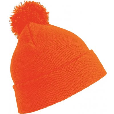 Result Headwear Dětská zimní pletená čepice s bambulí Oranžová fluorescentní