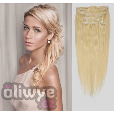 Vlasy clip in on remy 613 světlá blond 50cm extra velká gramáž – Zbozi.Blesk.cz