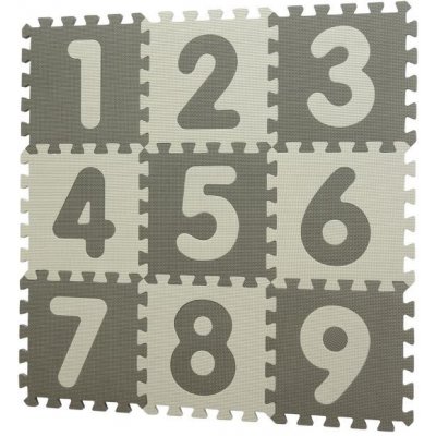 Baby Dan Hrací podložka puzzle 90x90 cm Grey s čísly 2020