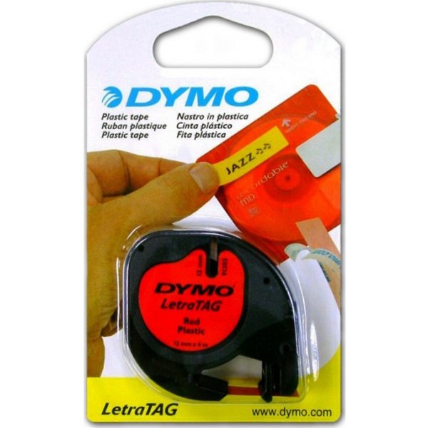 Barvící pásky Kompatibilní páska s Dymo 59424, S0721580, 12mm x 4m, černý tisk / červený podklad