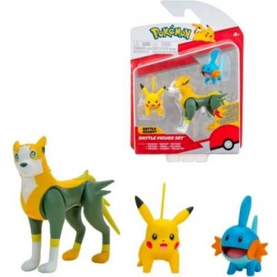 Boti Pokémon akční figurky 3-Pack Mudkip Pikachu a Boltund 5cm