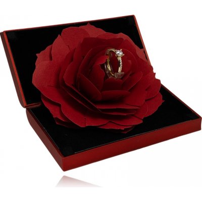 Šperky Eshop červená krabička na prsten s papírovou růží Y26.02 – Zboží Dáma