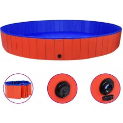 vidaXL Skládací bazén pro psy PVC červený 300 x 40 cm