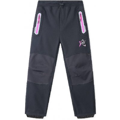 ZATEPLENÉ DÍVČÍ SOFTSHELLOVÉ KALHOTY Černorůžové – Zboží Mobilmania