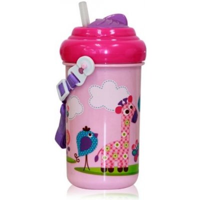 Lorelli pohár na pití se slámkou Funny Zoo Pink 300 ml – Zboží Mobilmania