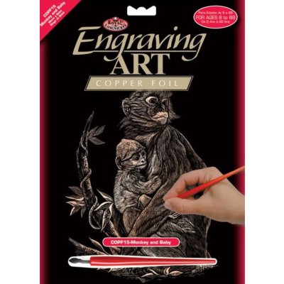 Royal & Langnickel Mědený škrabací obrázek Opice s mládětem – Zboží Dáma