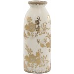 Béžová keramická váza se zlatými květy Melun gold - Ø 8*20 cm - Chic Antique – Hledejceny.cz