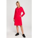 M695 Hooded knit dress with an asymmetrical pocket červená – Hledejceny.cz