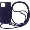 Pouzdro a kryt na mobilní telefon Pouzdro SES Gumové ochranné se šňůrkou na krk Apple iPhone SE 2022 - tmavě modré