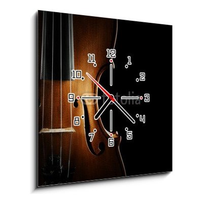 Obraz s hodinami 1D - 50 x 50 cm - Violin orchestra musical instruments Hudební nástroje houslového orchestru – Zbozi.Blesk.cz