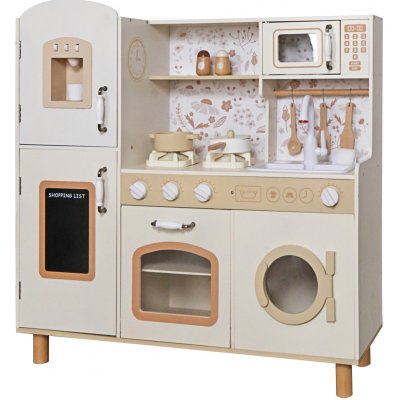 Derrson dřevěná kuchyňka XXL interaktivní krémová s květy – Zbozi.Blesk.cz