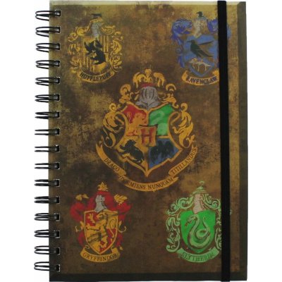 CurePink Poznámkový A5 blok Harry Potter: Hogwarts Crests 14,8 x 21 cm kroužková vazba SR72083 – Zboží Mobilmania